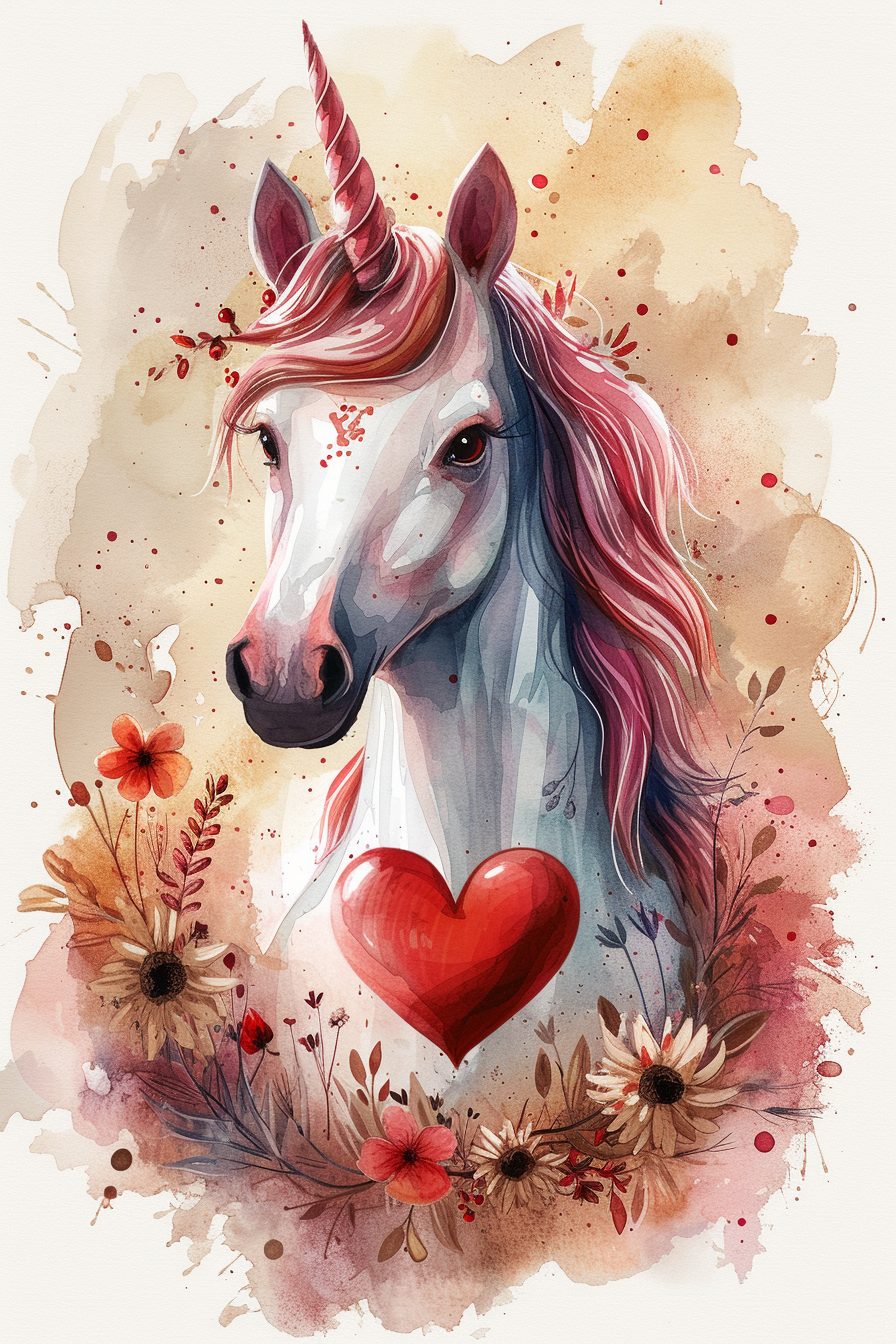 Red Heart Unicorn Diamond Art Kit