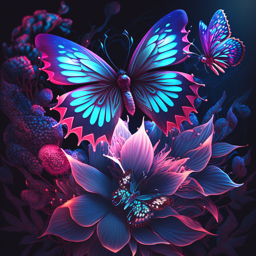 Blue Pink Butterflies Diamond Art Kit