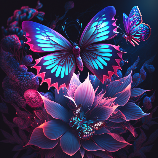 Blue Pink Butterflies Diamond Art Kit
