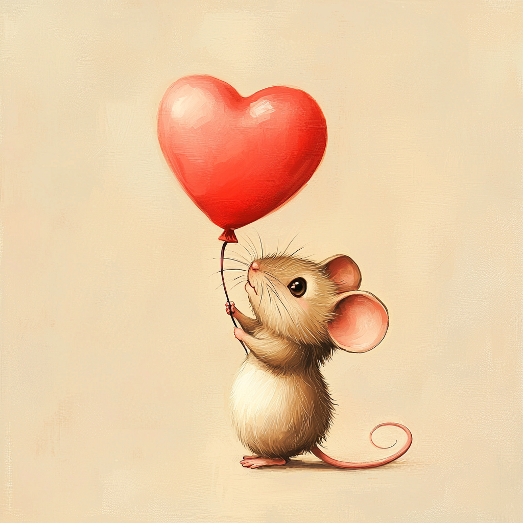 Little Brown Mouse Heart Balloon Diamond Art Kit