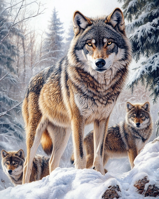 Wolves In The Snow Diamond Art Kit