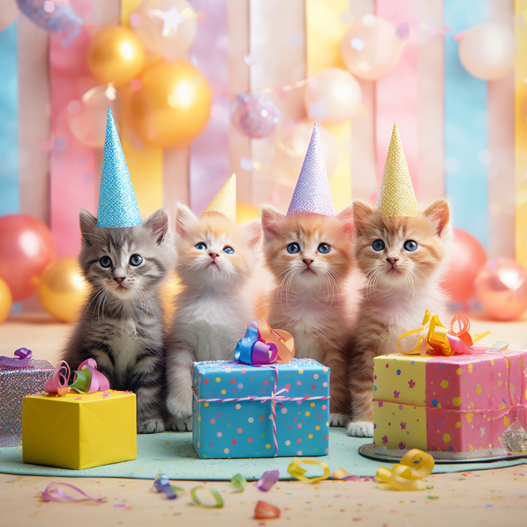 Four Kitten Birthday Party Diamond Art Kit