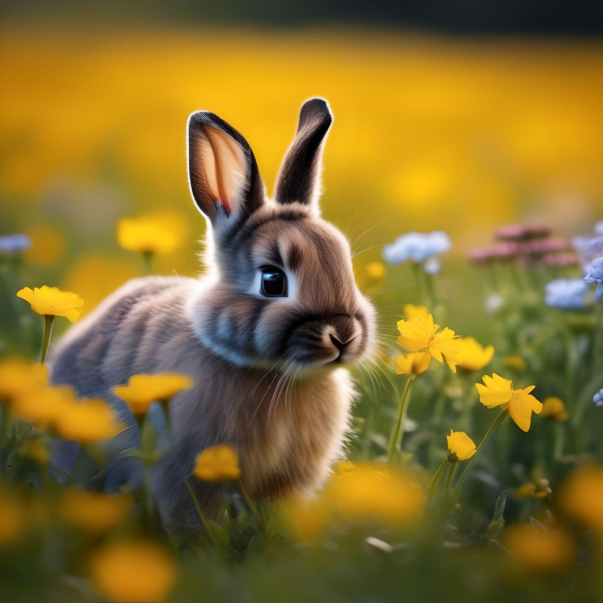 Yellow Flower Rabbit Diamond Art Kit