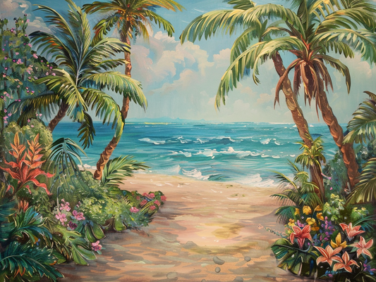 Pink Lily Beach Pathway Diamond Art Kit