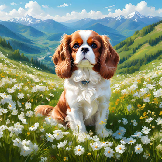 Cavalier King Charles Spaniel Meadow Diamond Art Kit