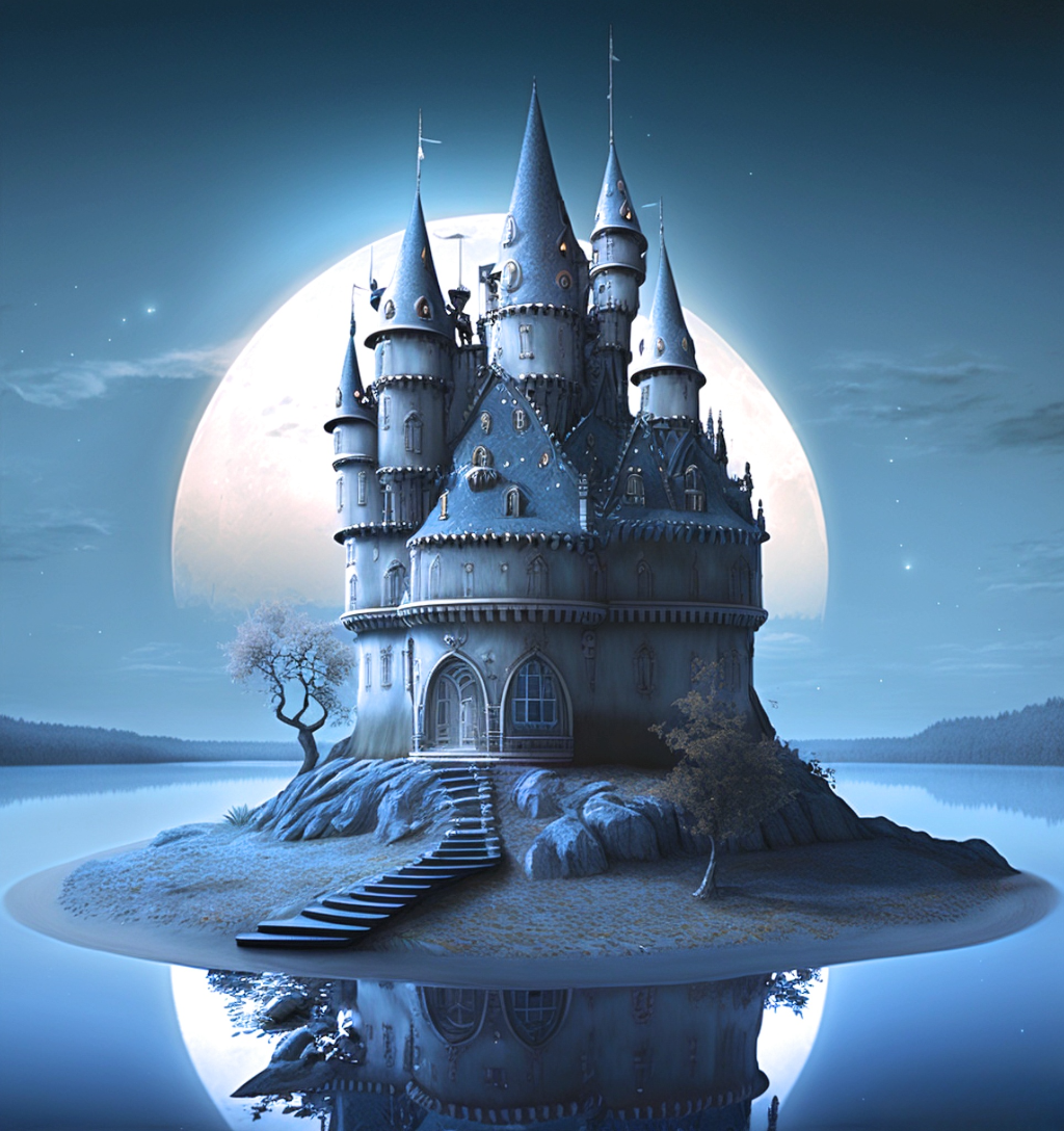 Blue Castle Moon Diamond Art Kit