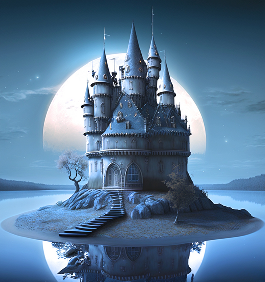 Blue Castle Moon Diamond Art Kit