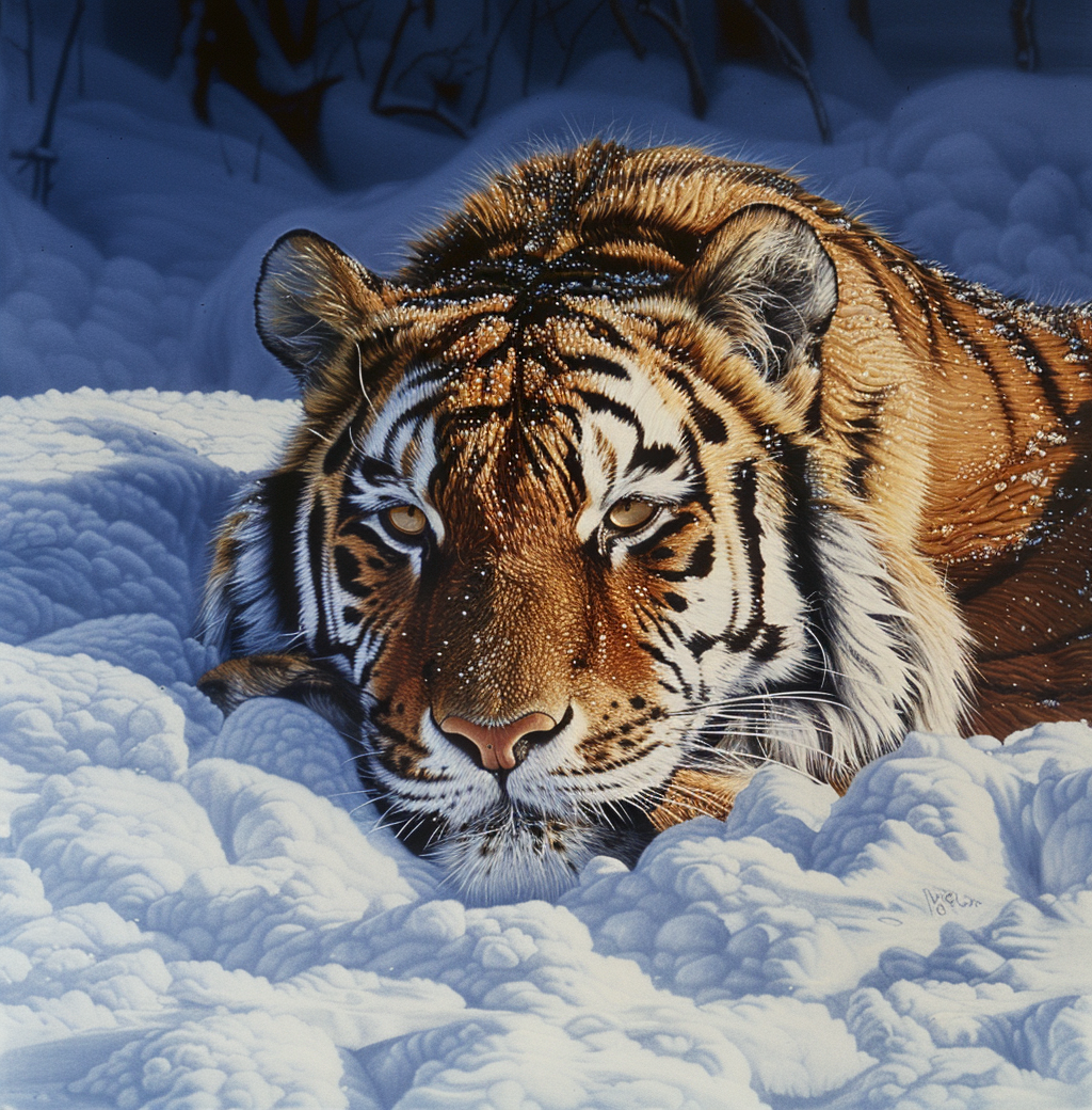Fluffy Snow Tiger Diamond Art Kit