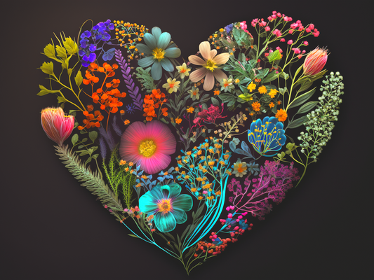 Bright Flower Heart Diamond Art Kit