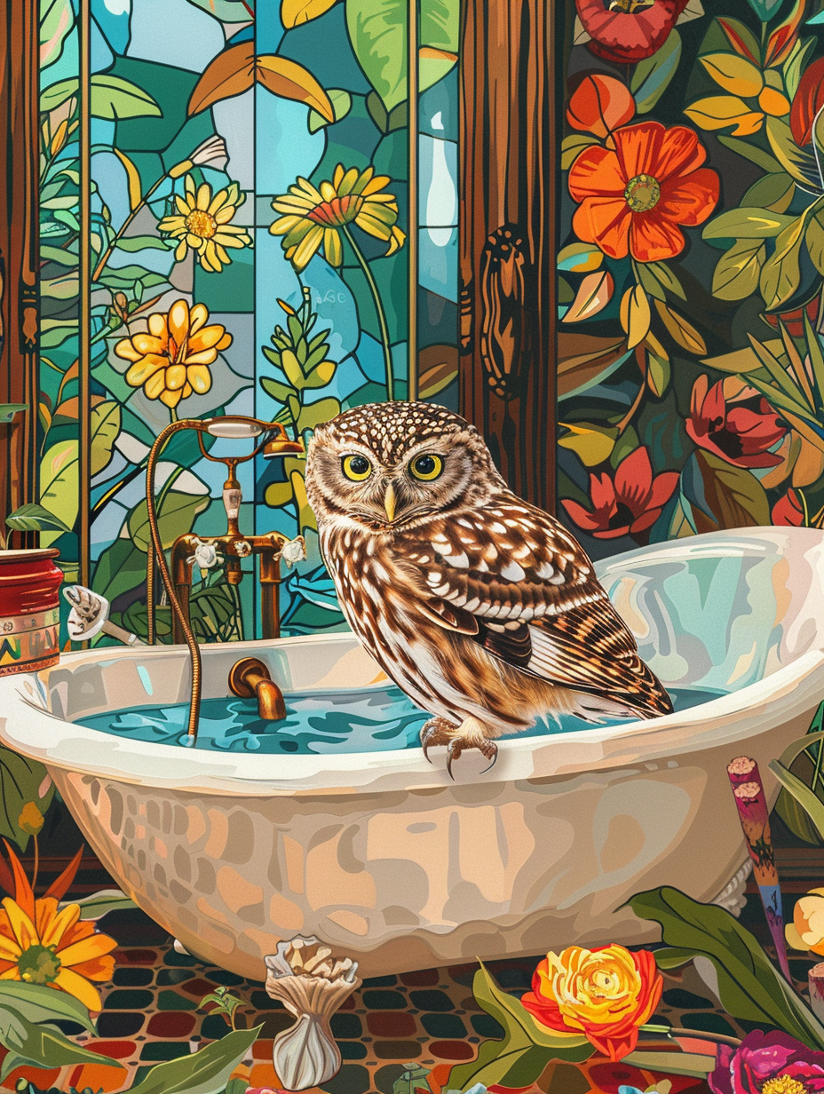 Bathtub Owl Diamond Art Kit