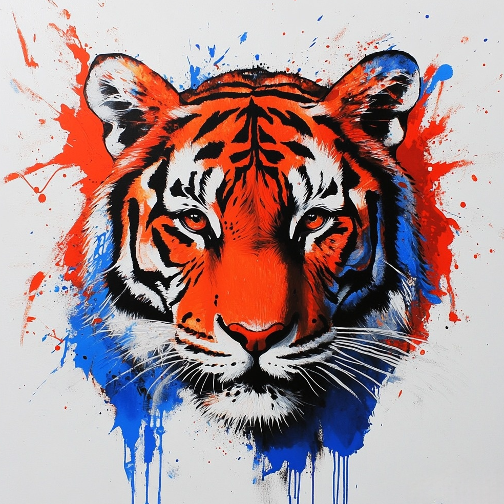 Orange Blue Black Abstract Tiger Diamond Art Kit