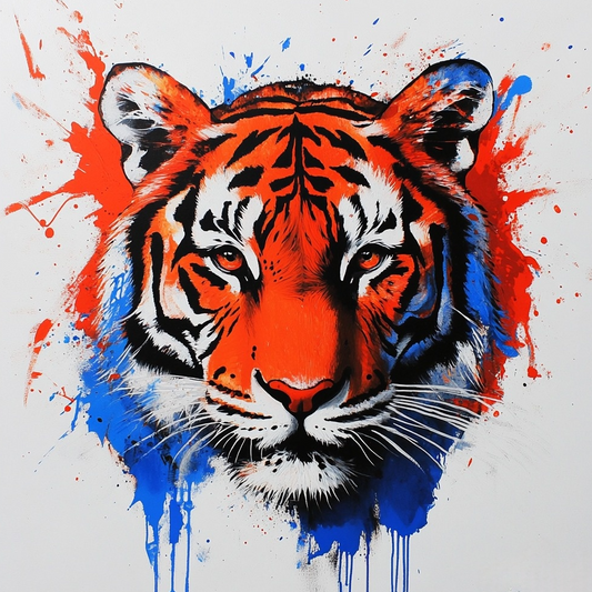 Orange Blue Black Abstract Tiger Diamond Art Kit