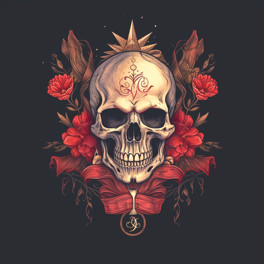 Red Flower Skull Diamond Art Kit