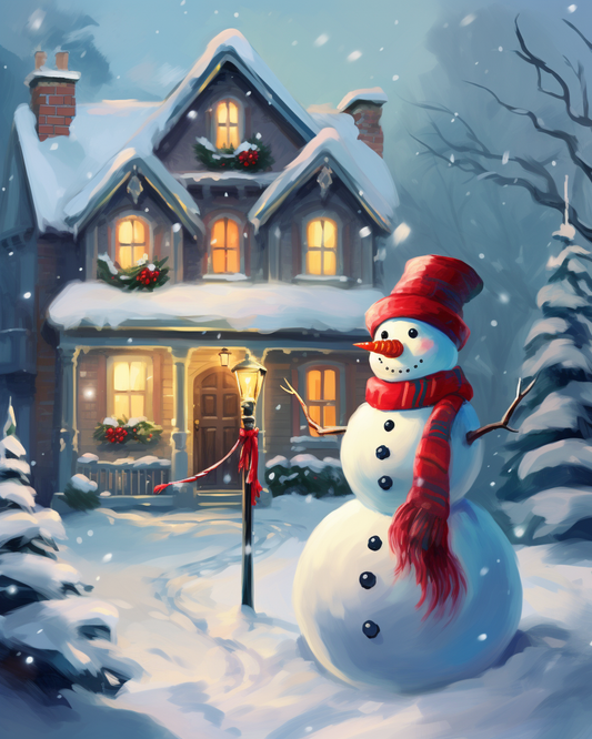 Yard Lantern Snowman Diamond Art Kit
