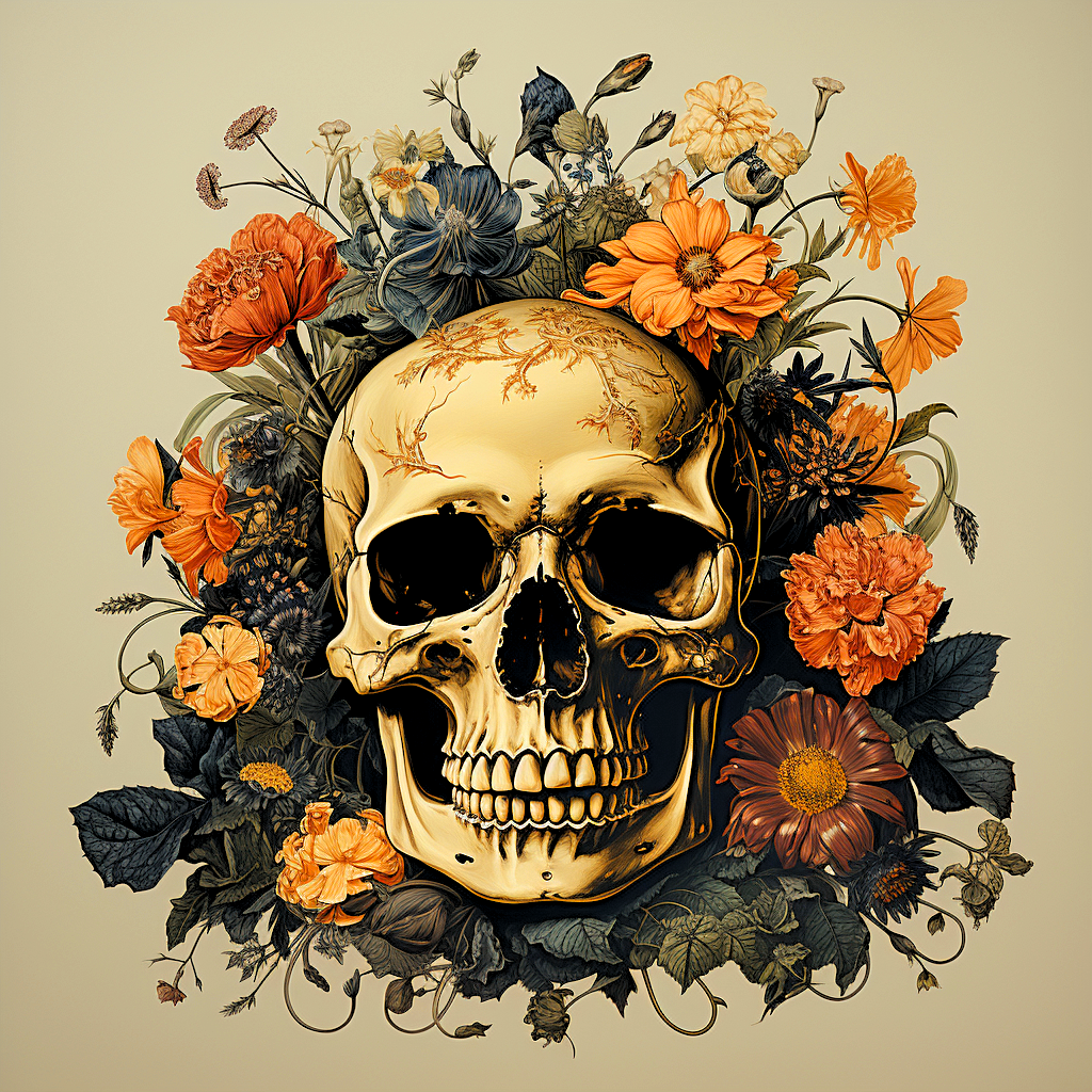 Earthtone Flowers And Skull Diamond Art Kit