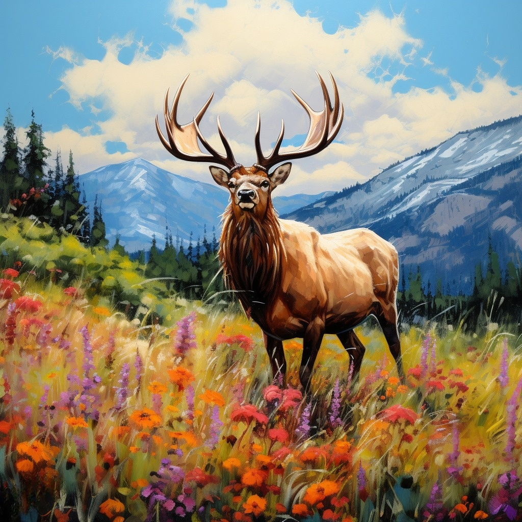 Wildflower Elk Diamond Art Kit