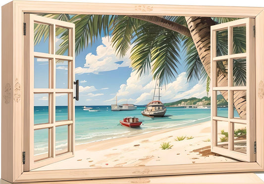 Open Window Boats On The Beach Diamond Art Kit