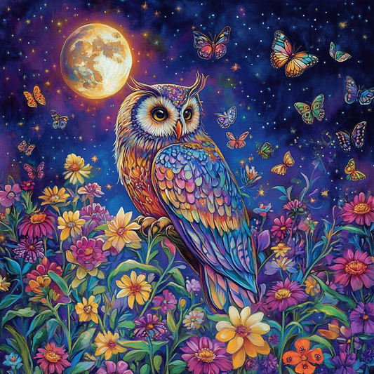 Glowing Moonflower Owl Diamond Art Kit