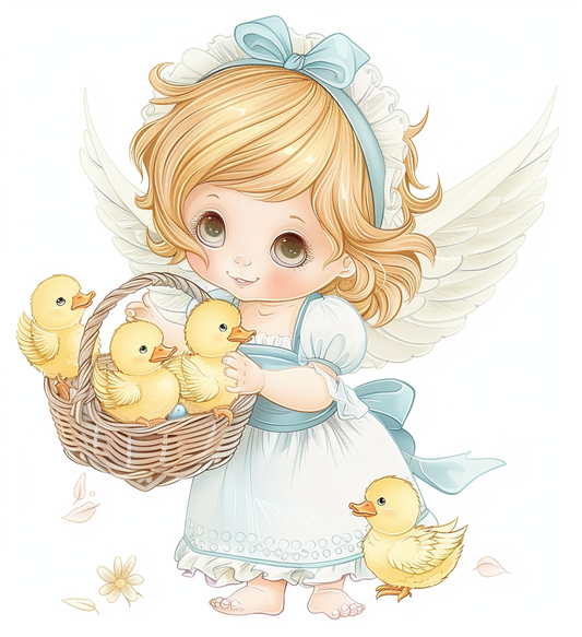 Four Ducklings Blue Dress Angel Diamond Art Kit