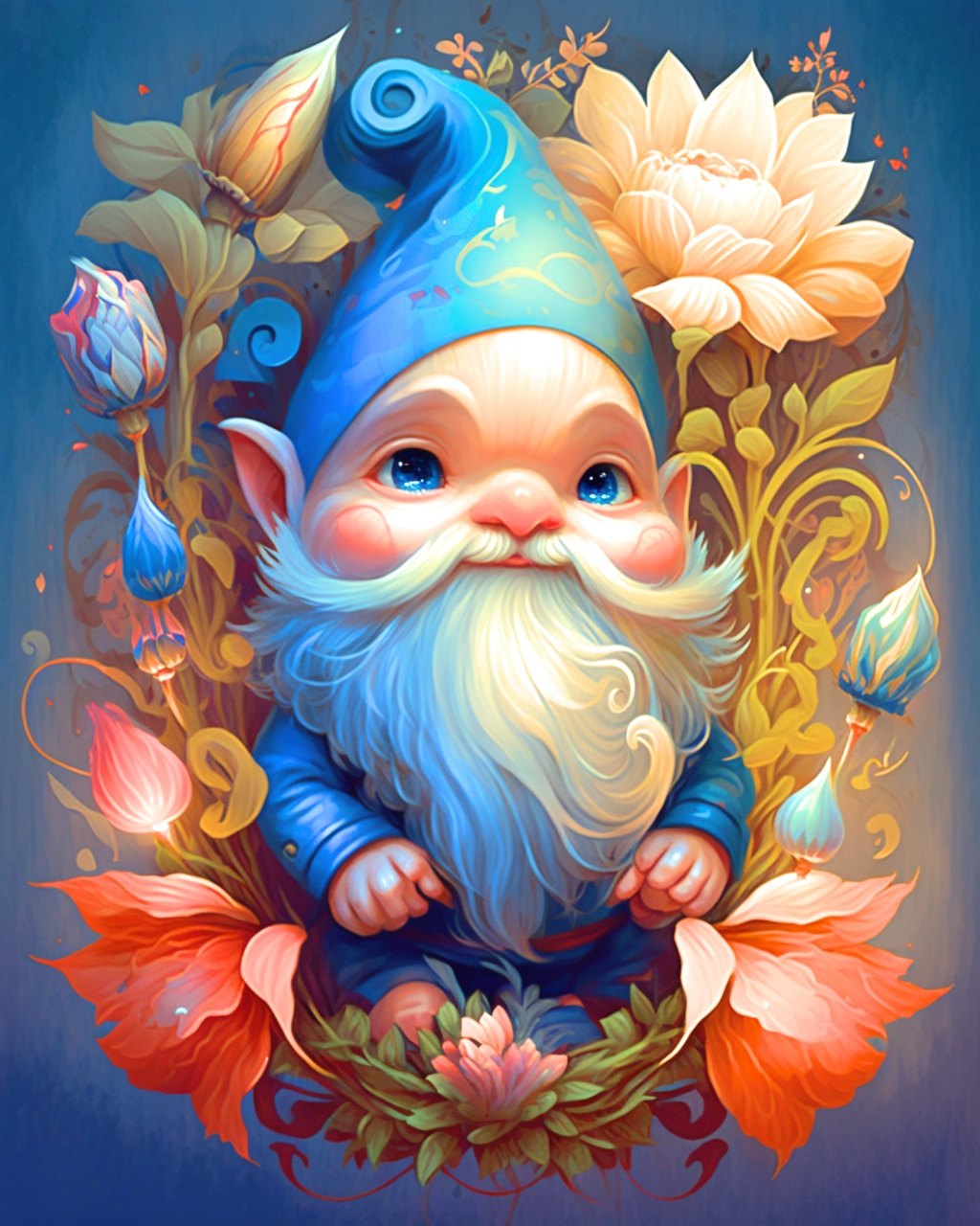 Orange Flower Gnome Diamond Art Kit