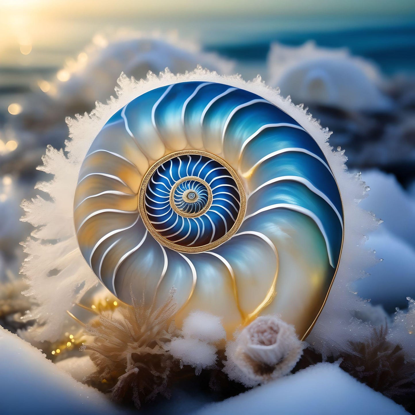 Blue White Round Shell Diamond Art Kit