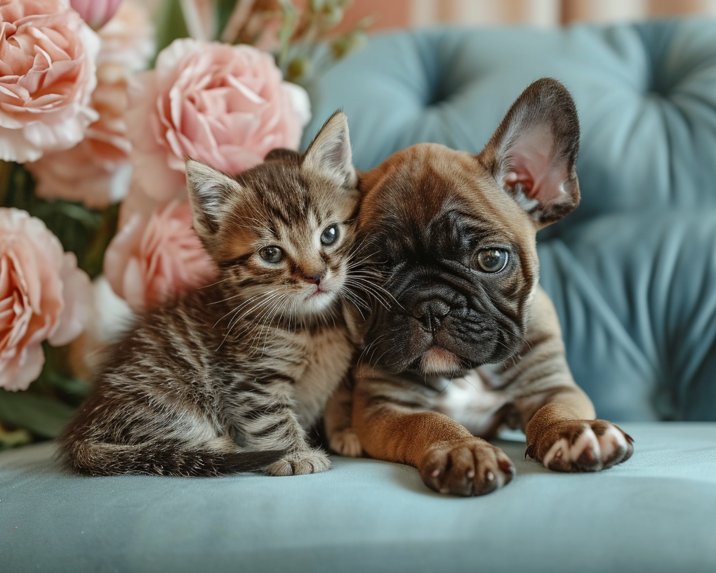 Kitten And Frenchie Diamond Art Kit