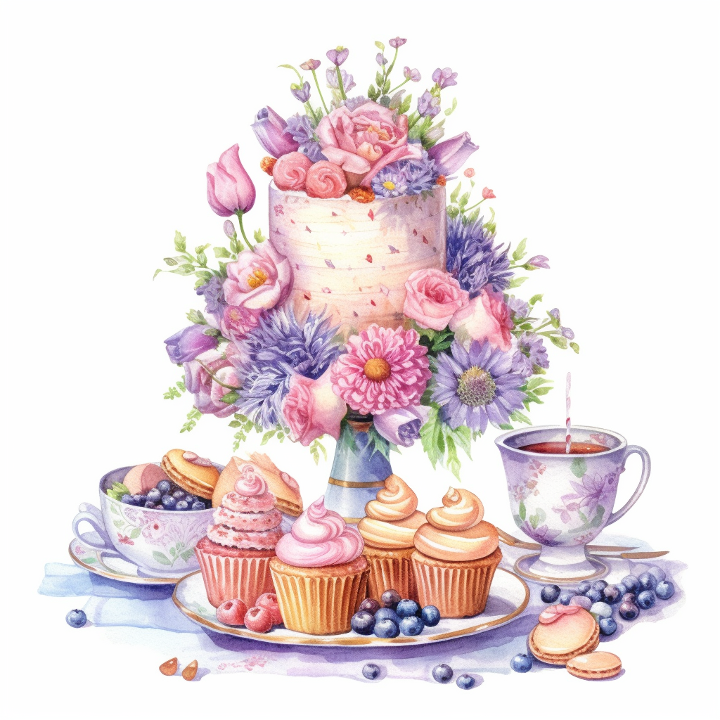 Flower Cake Cupcakes Diamond Art Kit