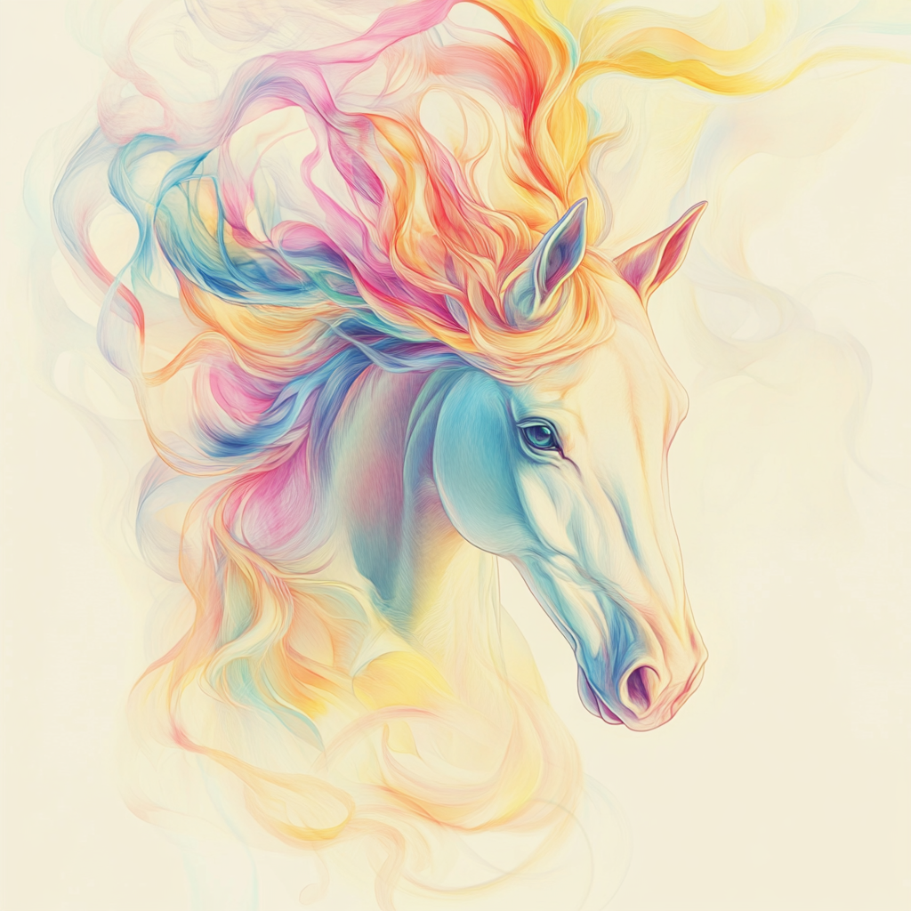 Pastel Color Swirl Abstract Horsehead Diamond Art Kit