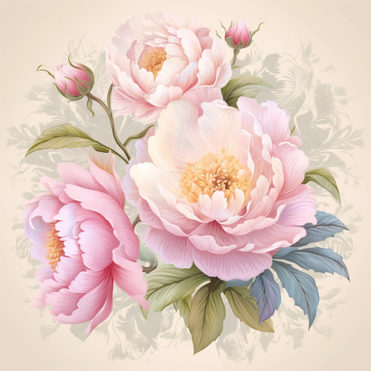 Light Pink Peonies Diamond Art Kit