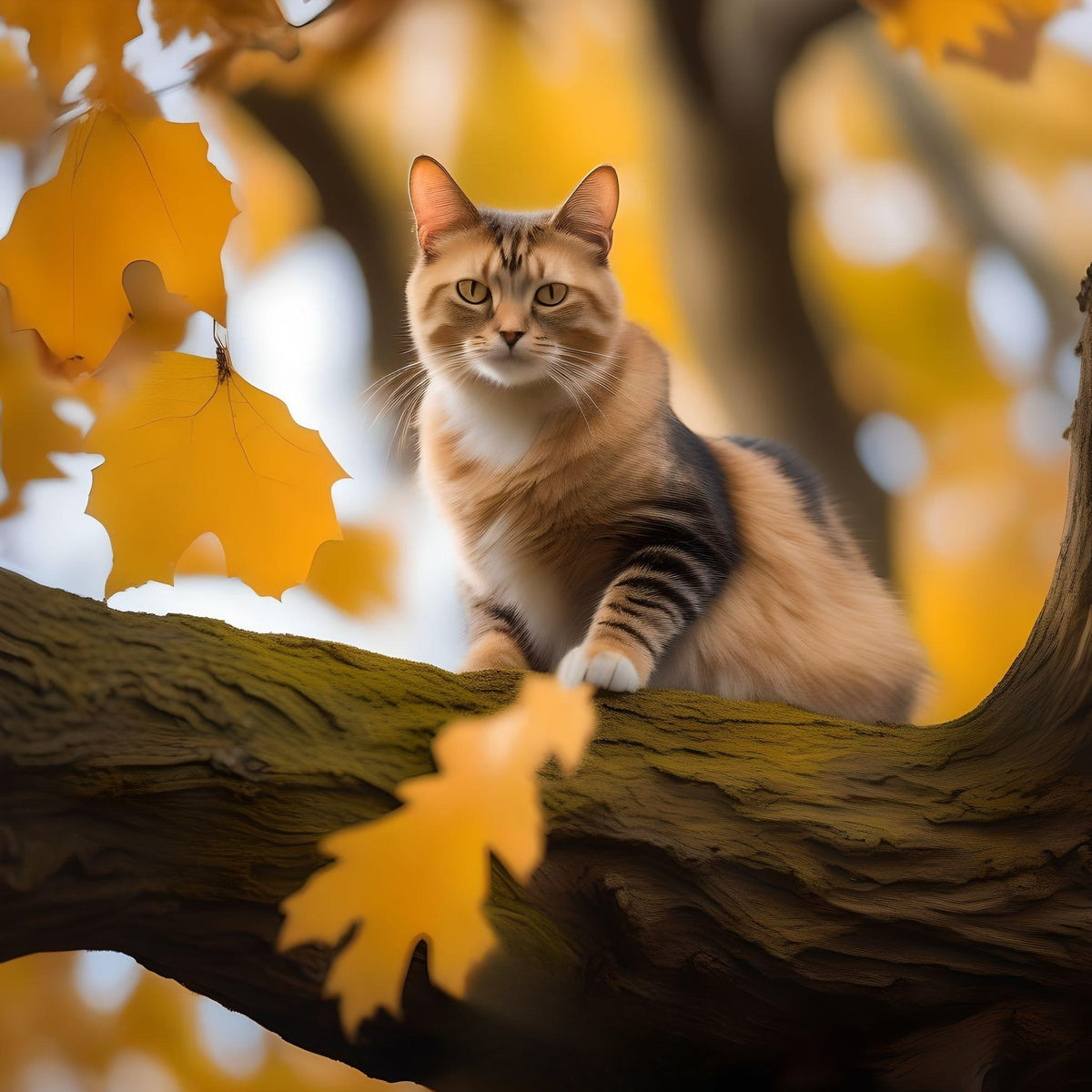 Autumn Tree Orange Cat Diamond Art Kit