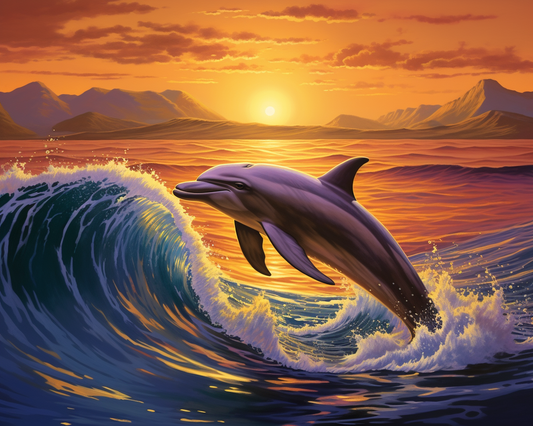 Mountain Sunset Dolphin Diamond Art Kit