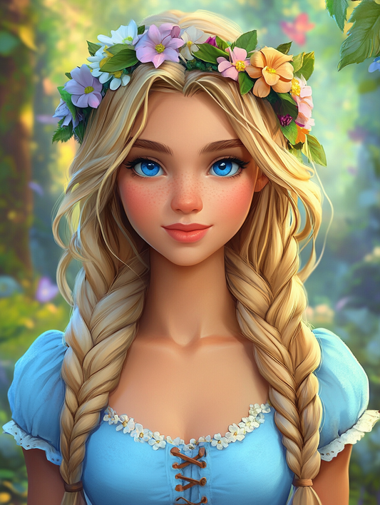 Two Braid Blue Eyed Girl Diamond Art Kit