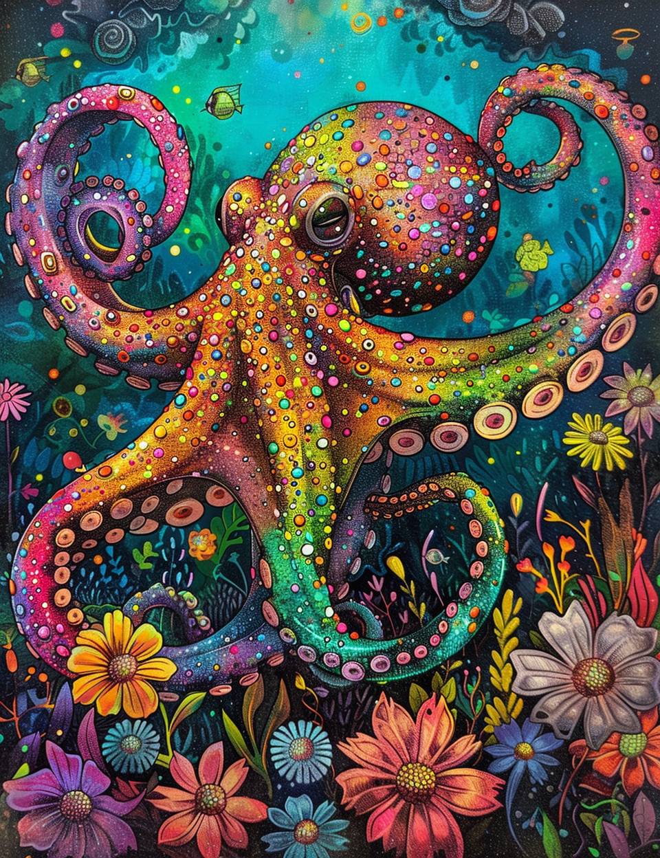Speckled Abstract Octopus Diamond Art Kit