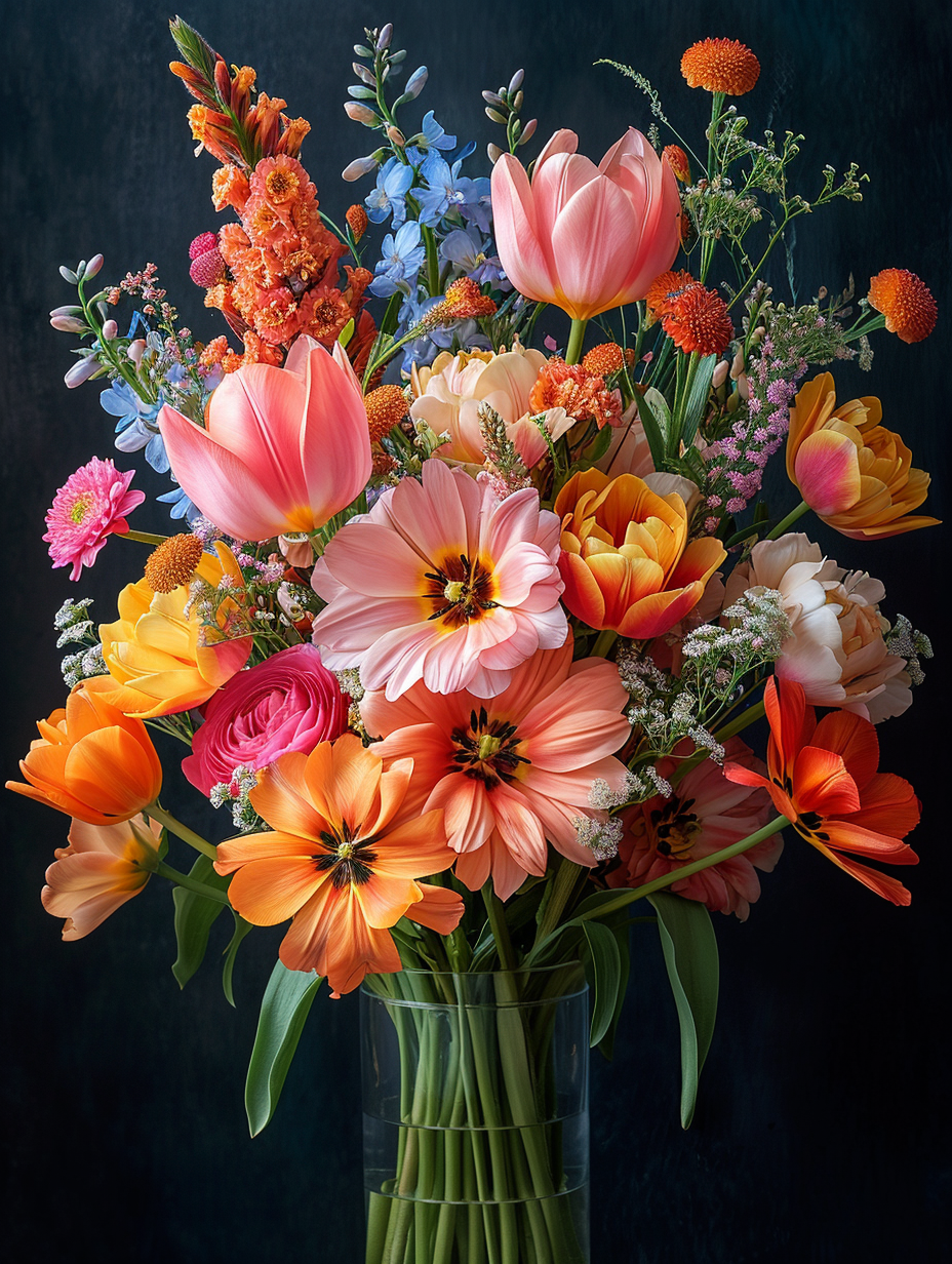 Vibrant Mix Of Flowers Diamond Art Kit