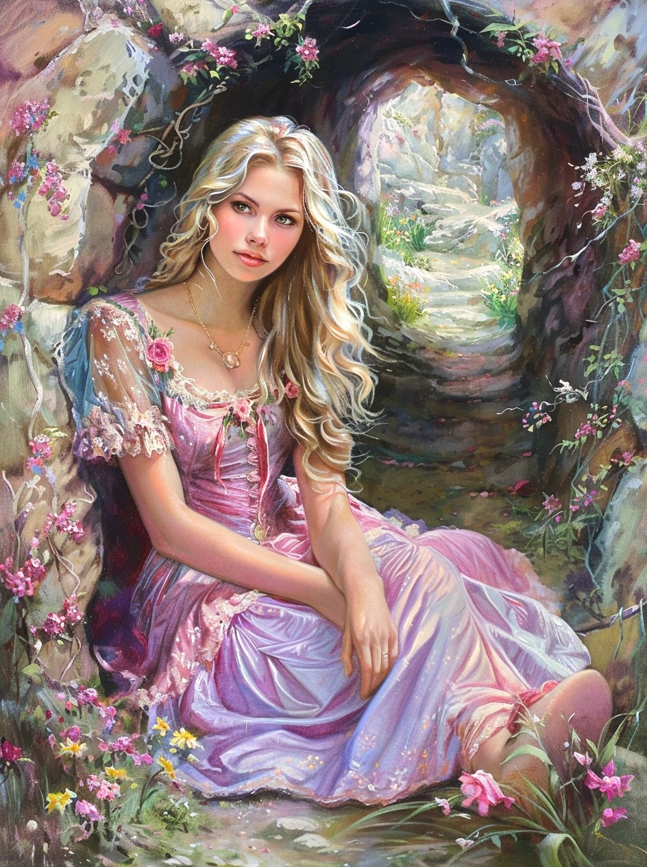 Girl Sitting At The Tunnel Entrance Diamond Art Kit