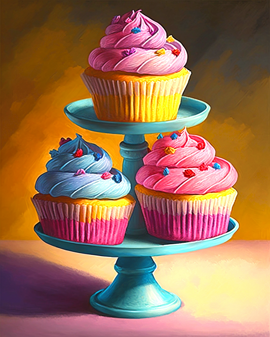 Three Bright Cupcakes Diamond Art Kit