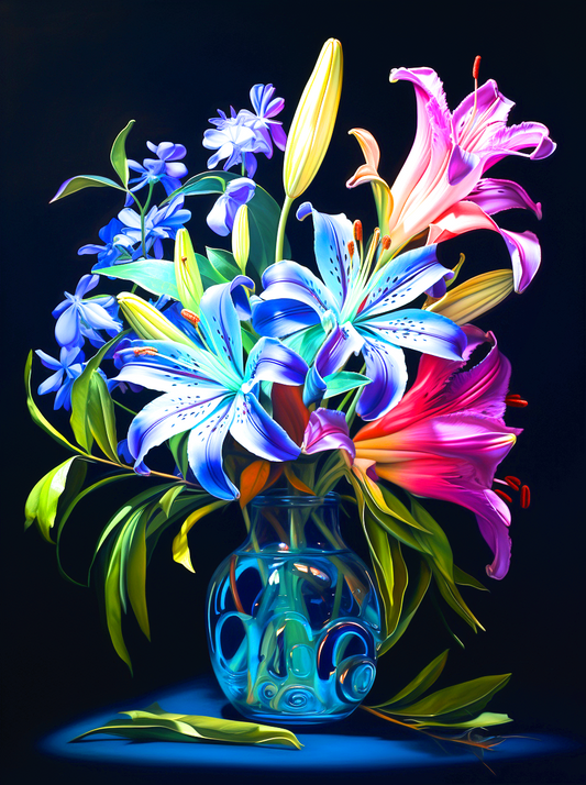 Round Glass Vase Lilies Diamond Art Kit