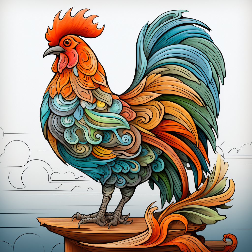 Abstract Swirl Rooster Diamond Art Kit