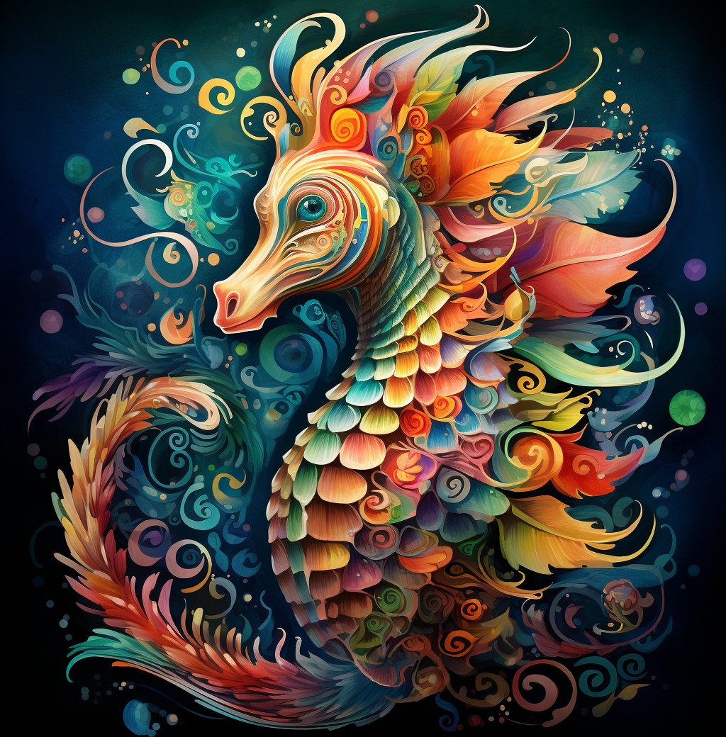Yellow Orange Abstract Seahorse Diamond Art Kit