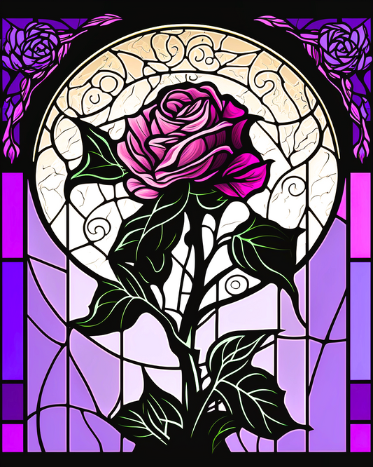 Purple Rose Abstract Panel Diamond Art Kit