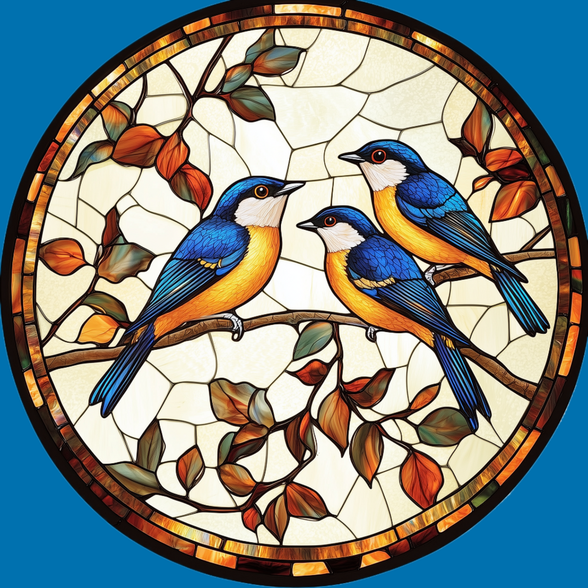 Three Abstract Warbler Bird Circle Diamond Art Kit