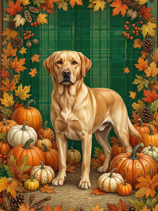 Thanksgiving Yellow Labrador Retriever Diamond Art Kit