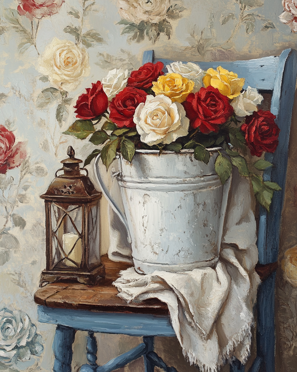 White Tub Roses Diamond Art Kit