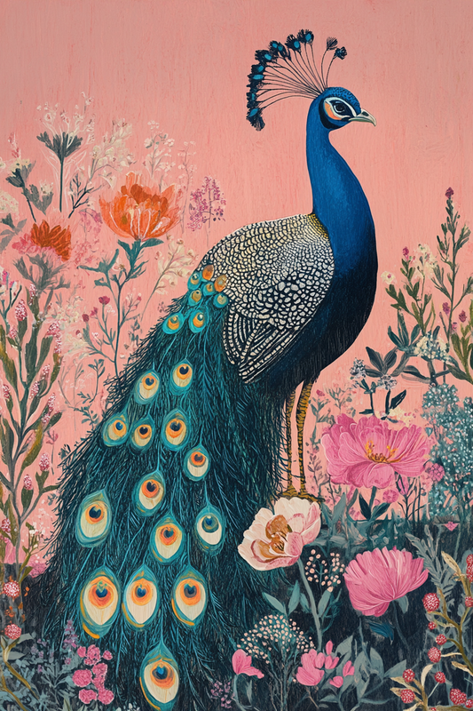 Pink Background Peacock Diamond Art Kit