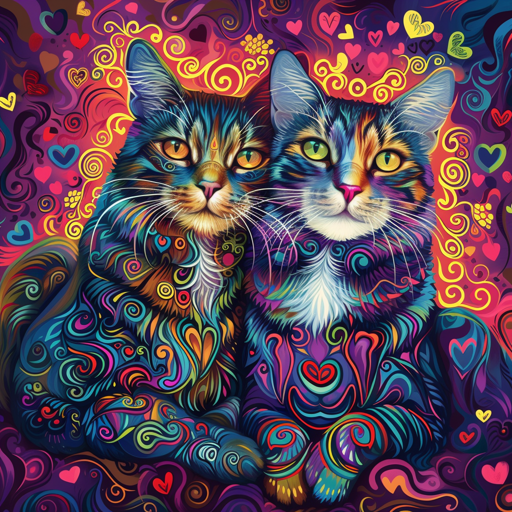 Two Abstract Cats Diamond Art Kit