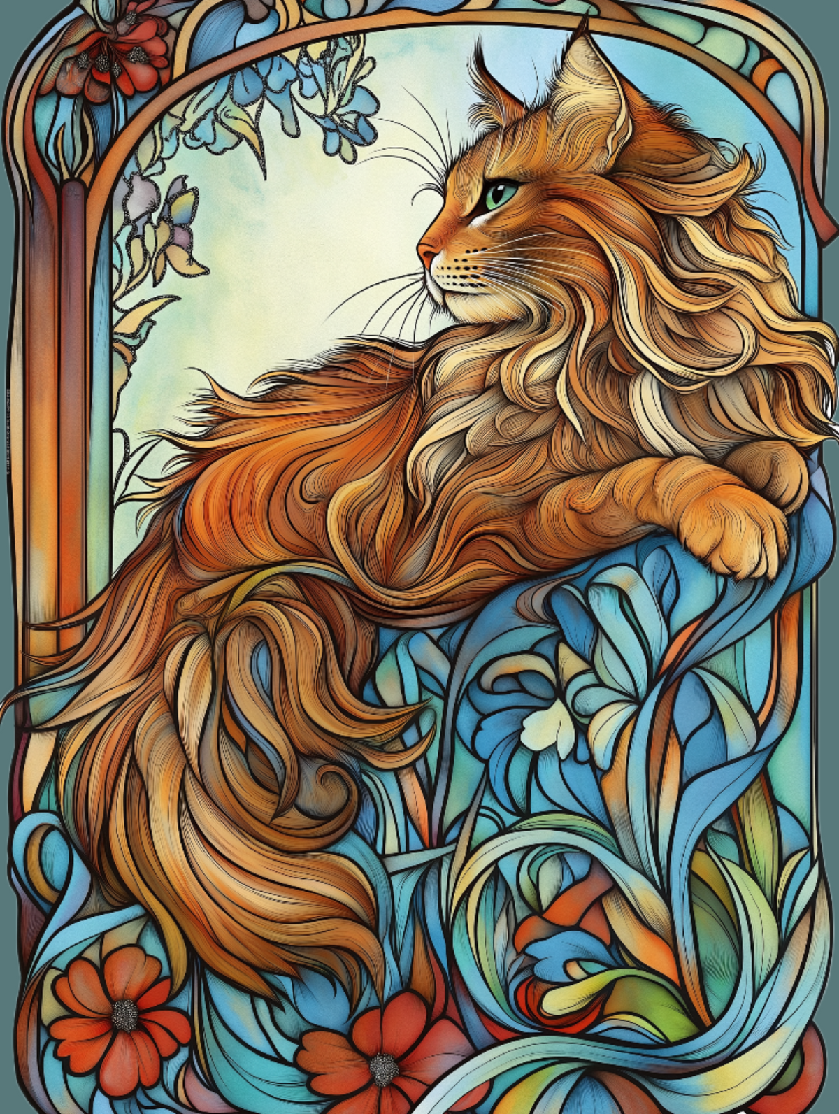 Long Hair Abstract Cat Diamond Art Kit
