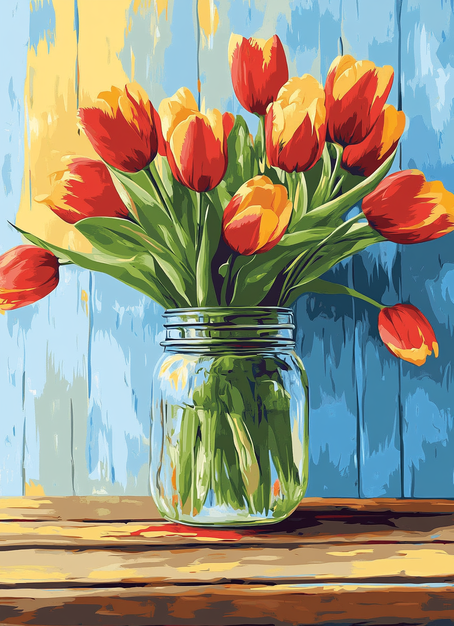 Orange Tulips Glass Jar Diamond Art Kit