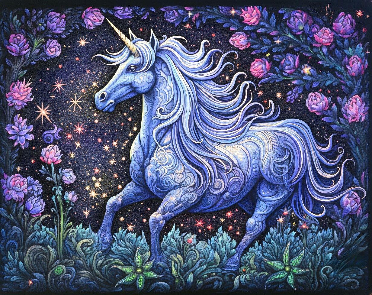 Periwinkle Unicorn Abstract Diamond Art Kit