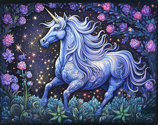 Periwinkle Unicorn Abstract Diamond Art Kit