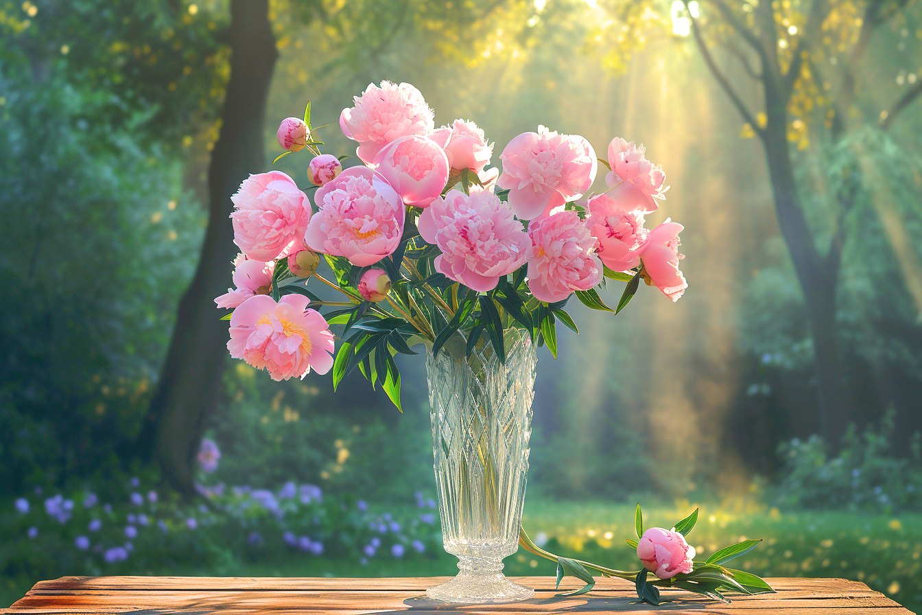 Glass Vase Of Pink Peonies Diamond Art Kit